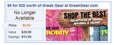 Too late for GreekGear.com