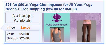 50% off + Free Shipping at Yoga-Clothing.com